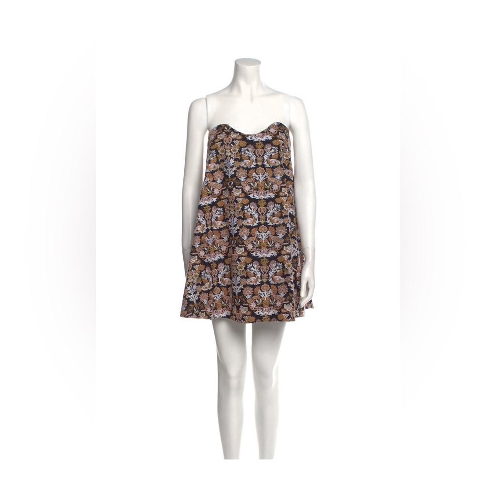 Caroline Constas Printed Brown Mini Dress